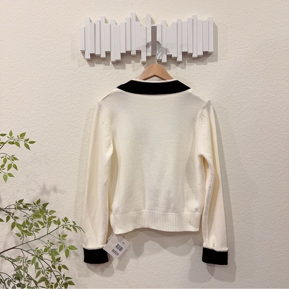 J.ING Adelyn Ivory V Neck Pocketed Cotton Blend Sweater Cardigan One Size NWT - Picture 5 of 8